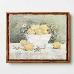 10"x8" Lemon Bowl Still Life on Burlap Wall Art Framed - Hearth & Hand Magnolia